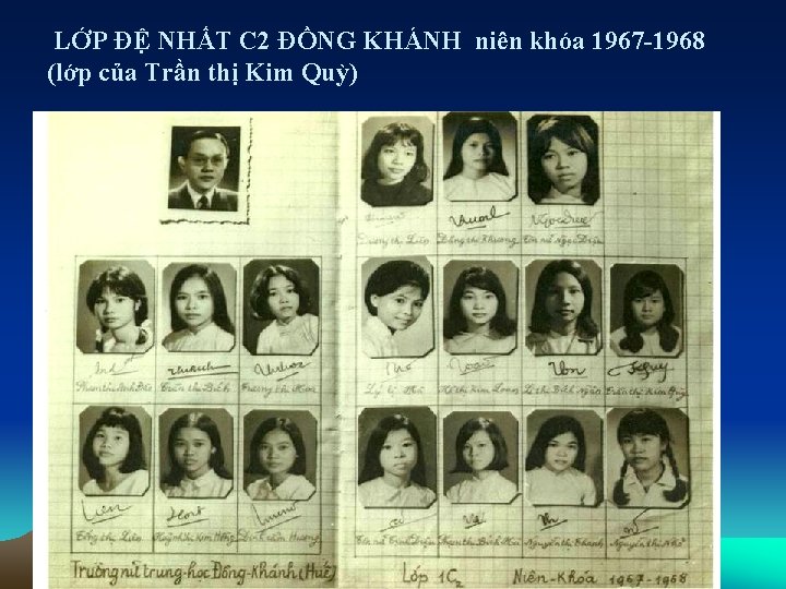 LỚP ĐỆ NHẤT C 2 ĐỒNG KHÁNH niên khóa 1967 -1968 (lớp của Trần