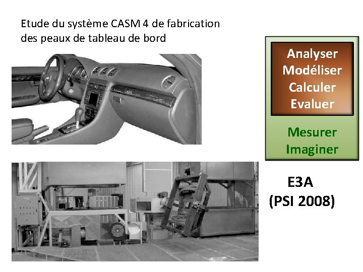 Etude du système CASM 4 de fabrication des peaux de tableau de bord Analyser