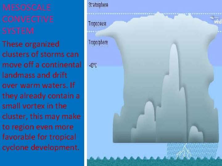 MESOSCALE CONVECTIVE SYSTEM These organized clusters of storms can move off a continental landmass