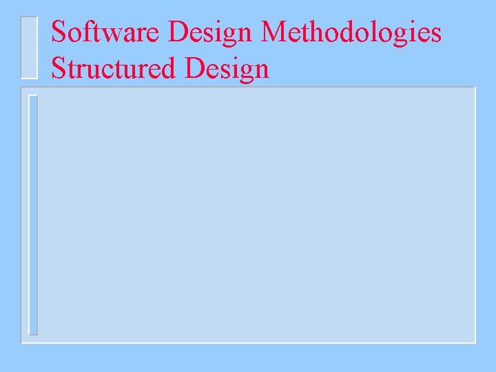 Software Design Methodologies Structured Design 