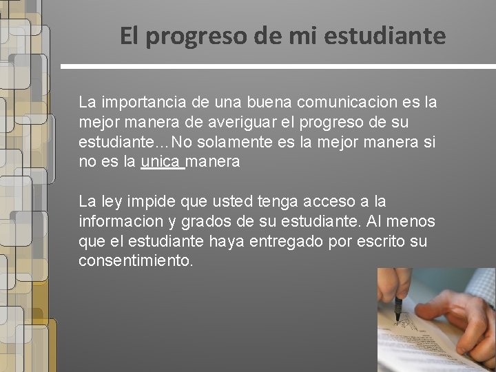 El progreso de mi estudiante La importancia de una buena comunicacion es la mejor