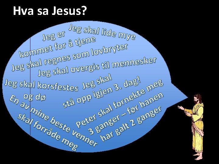 Hva sa Jesus? Jeg skal l i de mye r e g e J