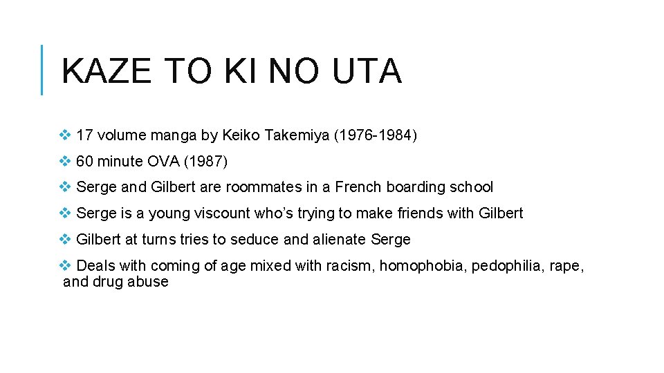 KAZE TO KI NO UTA v 17 volume manga by Keiko Takemiya (1976 -1984)