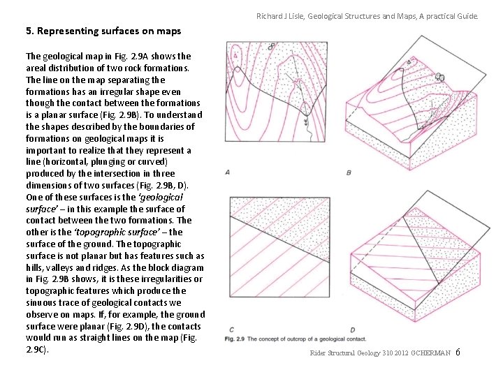 Richard J Lisle, Geological Structures and Maps, A practical Guide. 5. Representing surfaces on