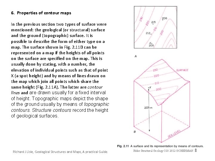 6. Properties of contour maps In the previous section two types of surface were