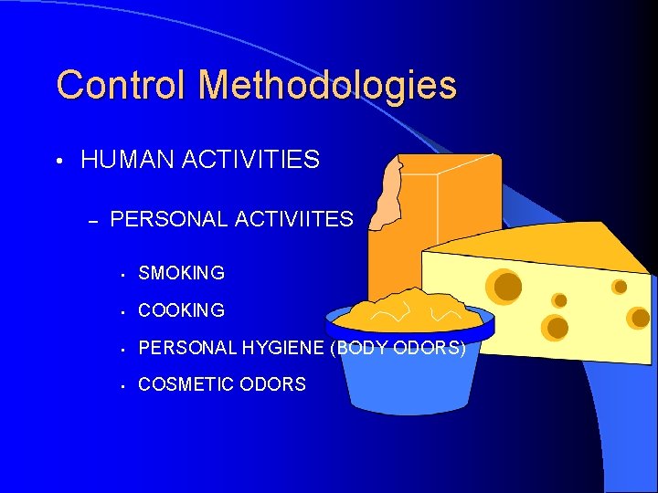 Control Methodologies • HUMAN ACTIVITIES – PERSONAL ACTIVIITES • SMOKING • COOKING • PERSONAL