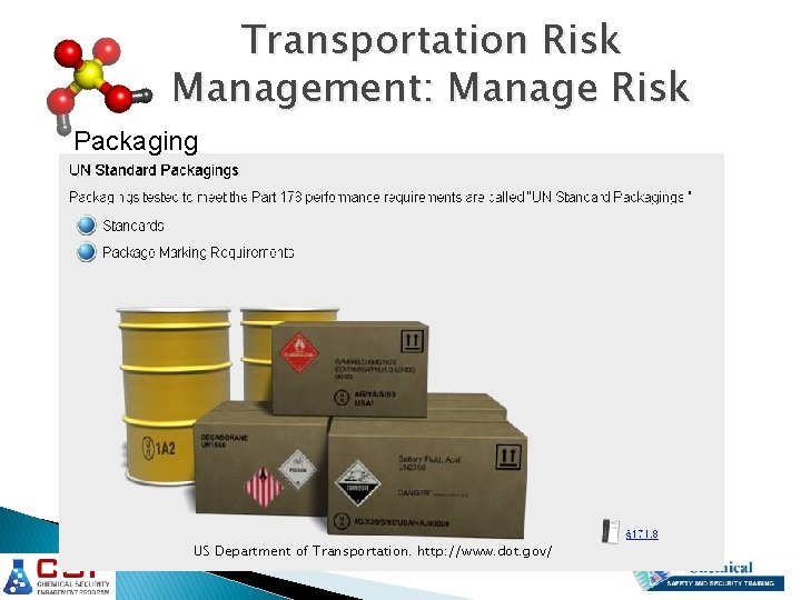 Transportation Risk Management: Manage Risk Packaging US Department of Transportation. http: //www. dot. gov/ Transportation Risk Management: Manage Risk Packaging US Department of Transportation. http: //www. dot. gov/