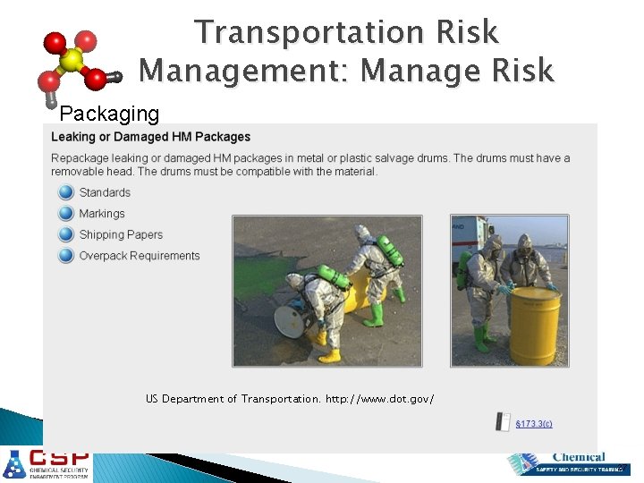 Transportation Risk Management: Manage Risk Packaging US Department of Transportation. http: //www. dot. gov/ Transportation Risk Management: Manage Risk Packaging US Department of Transportation. http: //www. dot. gov/
