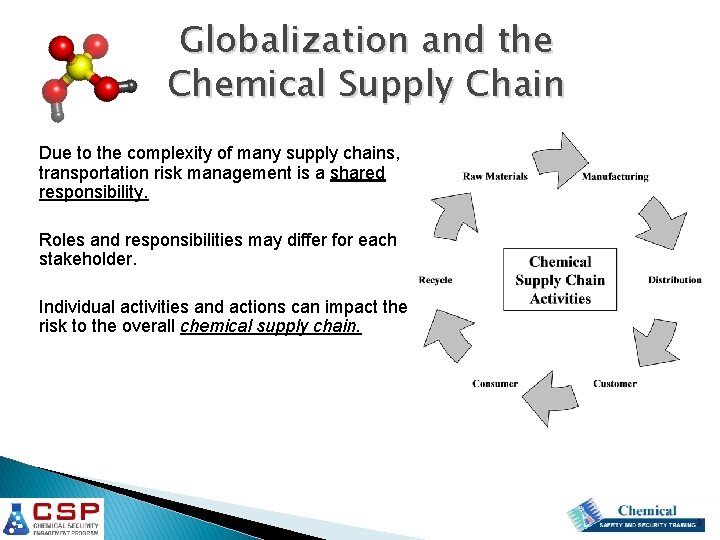 Globalization and the Chemical Supply Chain Due to the complexity of many supply chains, Globalization and the Chemical Supply Chain Due to the complexity of many supply chains,