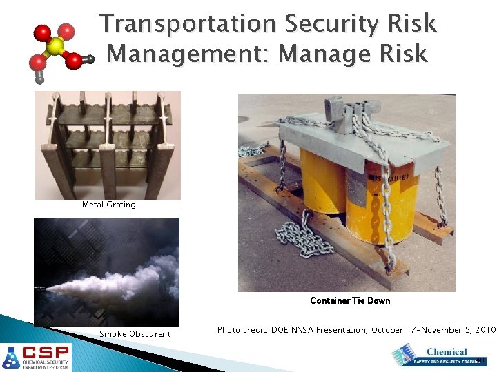 Transportation Security Risk Management: Manage Risk Metal Grating Container Tie Down Smoke Obscurant Photo Transportation Security Risk Management: Manage Risk Metal Grating Container Tie Down Smoke Obscurant Photo