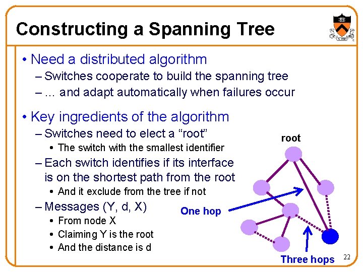 Constructing a Spanning Tree • Need a distributed algorithm – Switches cooperate to build