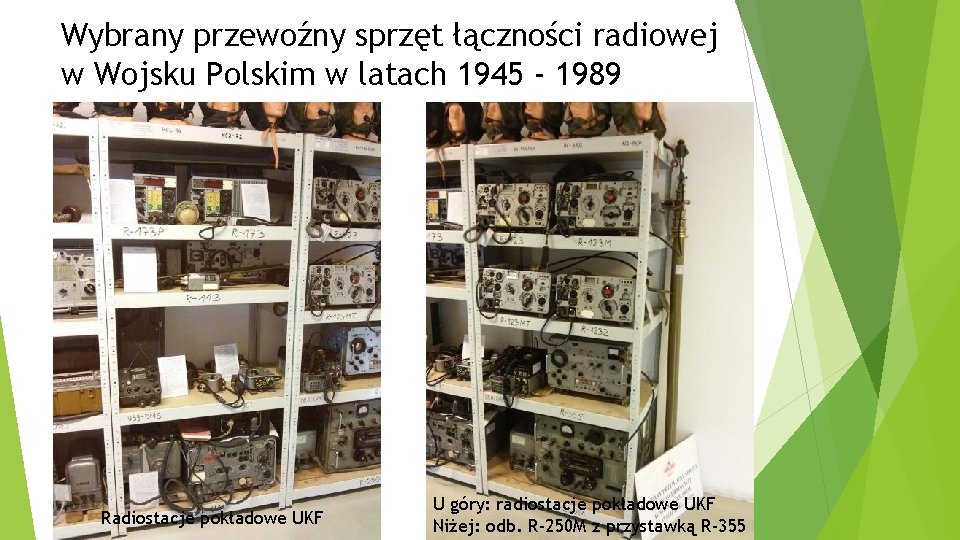 Wybrany przewoźny sprzęt łączności radiowej w Wojsku Polskim w latach 1945 - 1989 Radiostacje