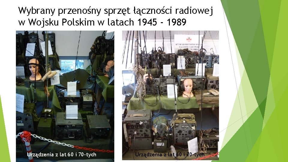 Wybrany przenośny sprzęt łączności radiowej w Wojsku Polskim w latach 1945 - 1989 Urządzenia