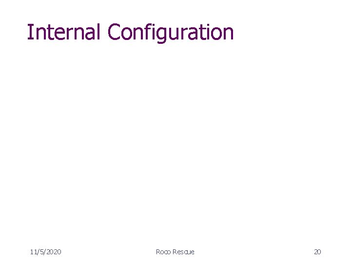 Internal Configuration 11/5/2020 Roco Rescue 20 