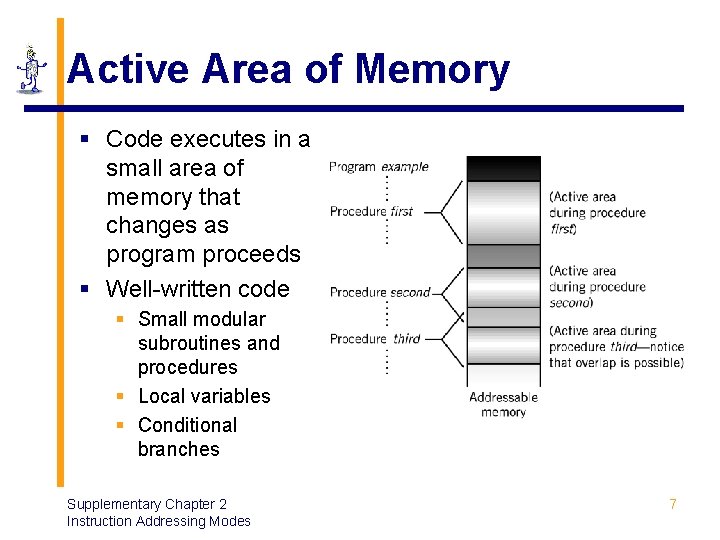 Active Area of Memory § Code executes in a small area of memory that