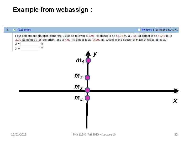 Example from webassign : m 1 y m 2 m 3 m 4 10/01/2013