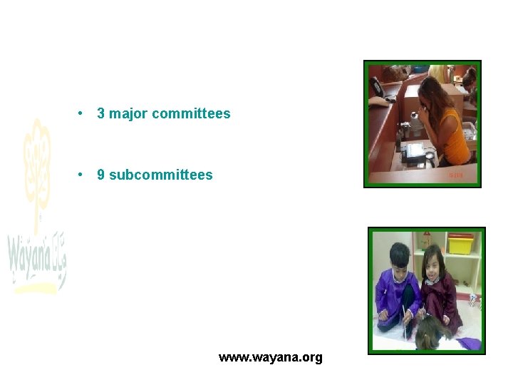  • 3 major committees • 9 subcommittees www. wayana. org 