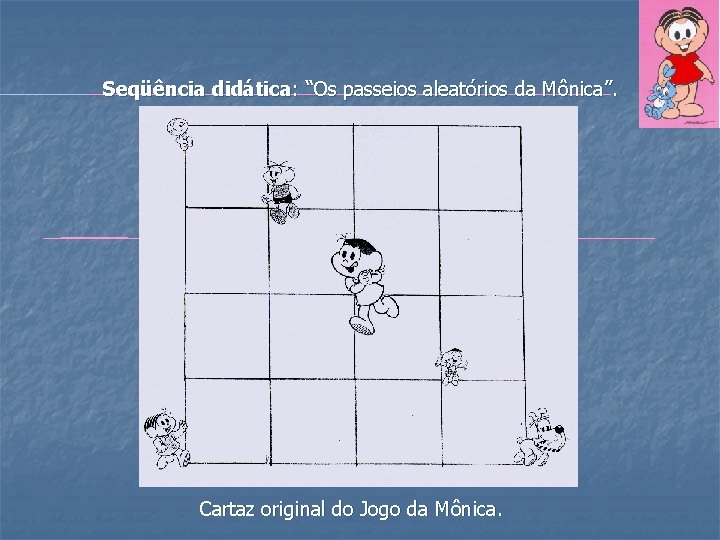 Seqüência didática: “Os passeios aleatórios da Mônica”. Cartaz original do Jogo da Mônica. 