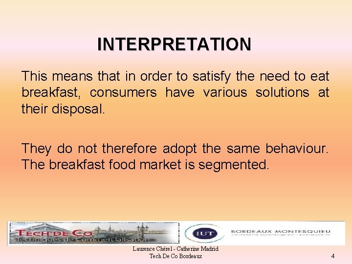 INTERPRETATION This means that in order to satisfy the need to eat breakfast, consumers