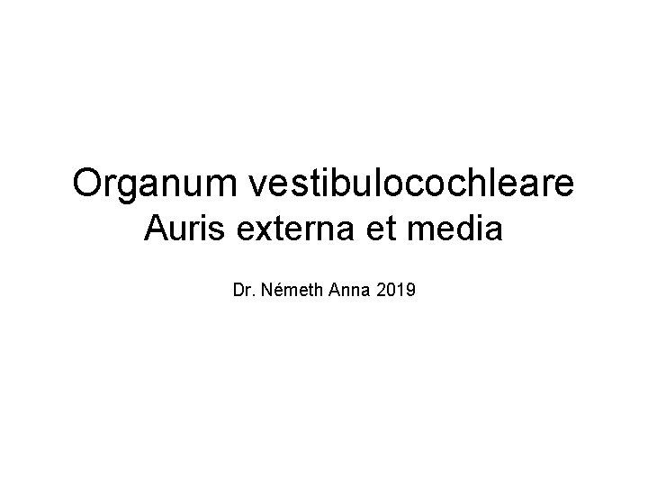 Organum vestibulocochleare Auris externa et media Dr. Németh Anna 2019 