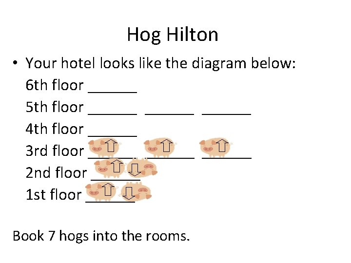 Hog Hilton • Your hotel looks like the diagram below: 6 th floor ______