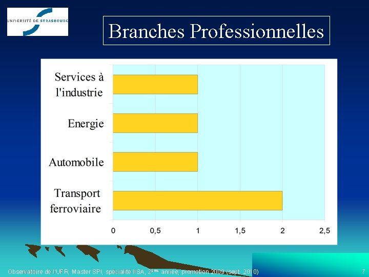 Branches Professionnelles Observatoire de l’UFR, Master SPI, spécialité IISA, 2ème année, promotion 2009 (sept.