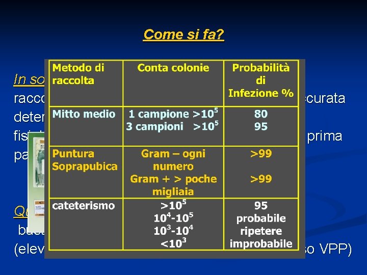 Come si fa? In soggetti collaboranti: raccogliere le prime urine del mattino, dopo accurata