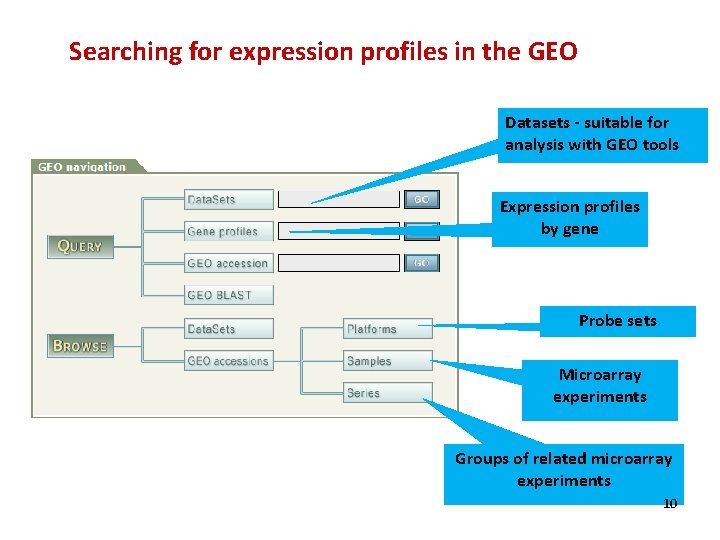 Searching for expression profiles in the GEO Datasets - suitable for analysis with GEO