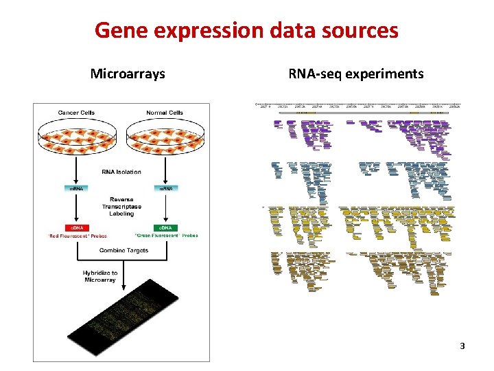 Gene expression data sources Microarrays RNA-seq experiments 3 