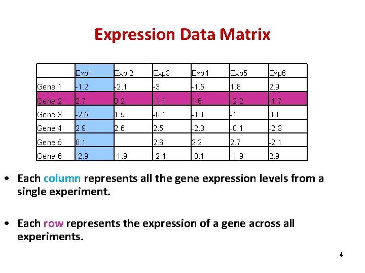 Expression Data Matrix Exp 1 Exp 2 Exp 3 Exp 4 Exp 5 Exp