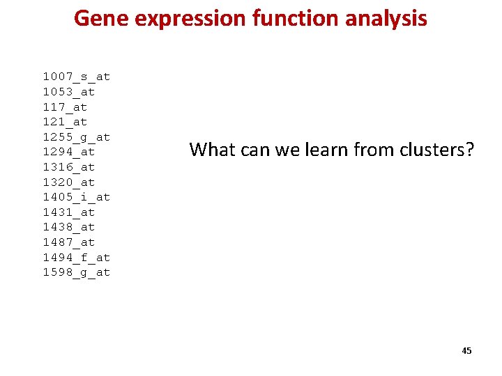 Gene expression function analysis 1007_s_at 1053_at 117_at 121_at 1255_g_at 1294_at 1316_at 1320_at 1405_i_at 1431_at
