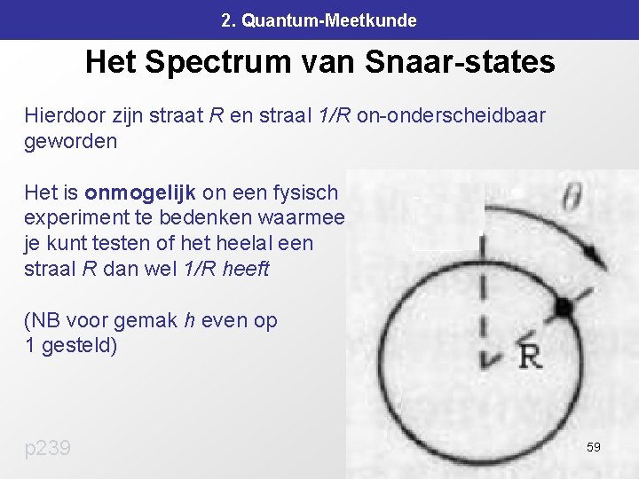 2. Quantum-Meetkunde Het Spectrum van Snaar-states Hierdoor zijn straat R en straal 1/R on-onderscheidbaar 2. Quantum-Meetkunde Het Spectrum van Snaar-states Hierdoor zijn straat R en straal 1/R on-onderscheidbaar