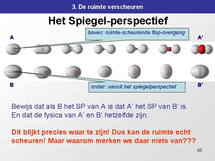 3. De ruimte verscheuren Het Spiegel-perspectief A B boven: ruimte-scheurende flop-overgang onder: vanuit het 3. De ruimte verscheuren Het Spiegel-perspectief A B boven: ruimte-scheurende flop-overgang onder: vanuit het