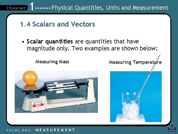 Chapter 1 Physical Quantities, Units and Measurement 1. 4 Scalars and Vectors • Scalar