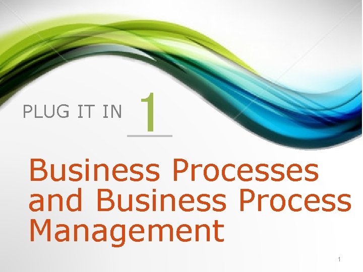 PLUG IT IN 1 Business Processes and Business Process Management 1 