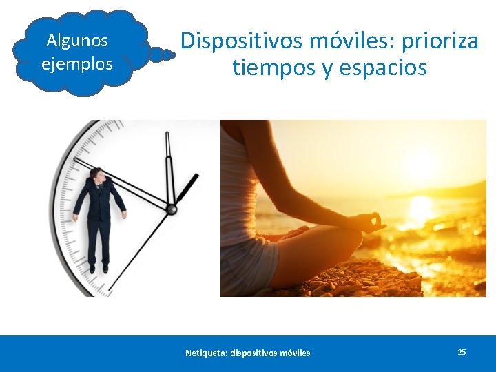 Algunos ejemplos Dispositivos móviles: prioriza tiempos y espacios Netiqueta: dispositivos móviles 25 