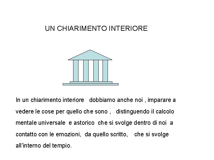 UN CHIARIMENTO INTERIORE In un chiarimento interiore dobbiamo anche noi , imparare a vedere