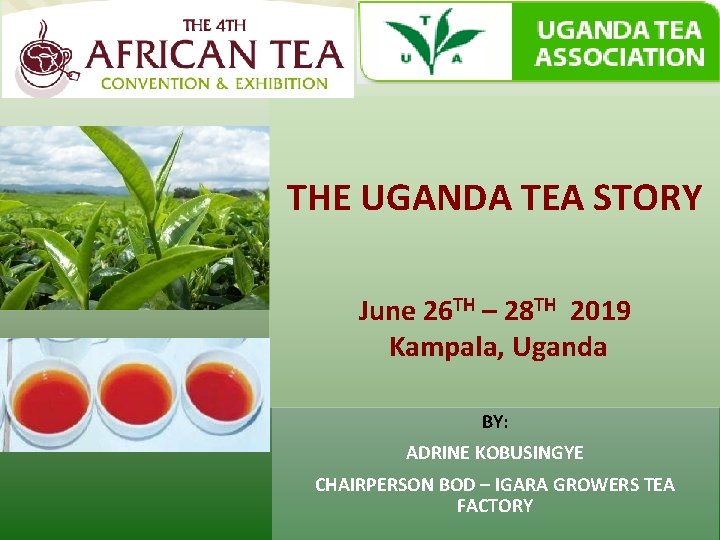 THE UGANDA TEA STORY June 26 TH – 28 TH 2019 Kampala, Uganda BY: