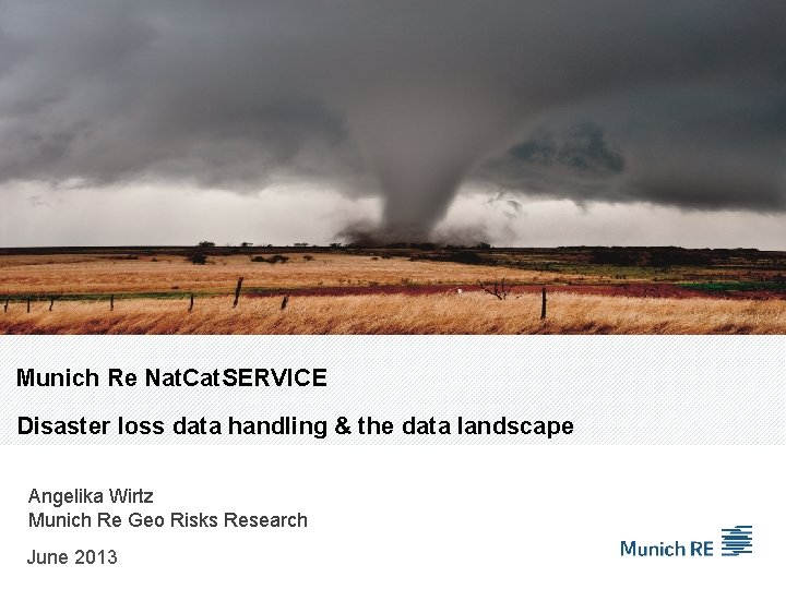 Munich Re Nat. Cat. SERVICE Disaster loss data handling & the data landscape Angelika