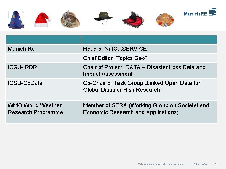 Munich Re Head of Nat. Cat. SERVICE Chief Editor „Topics Geo“ ICSU-IRDR Chair of