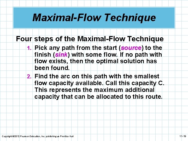 Maximal-Flow Technique Four steps of the Maximal-Flow Technique 1. Pick any path from the