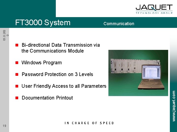 Communication 05. 11. 202 0 FT 3000 System n Bi-directional Data Transmission via the