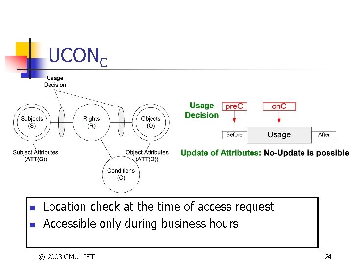 UCONC n n Location check at the time of access request Accessible only during