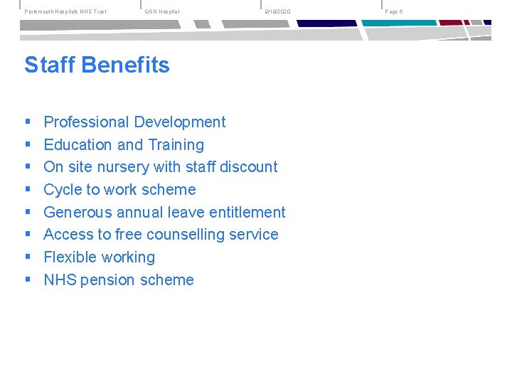 Portsmouth Hospitals NHS Trust QAH Hospital 9/18/2020 Staff Benefits § § § § Professional