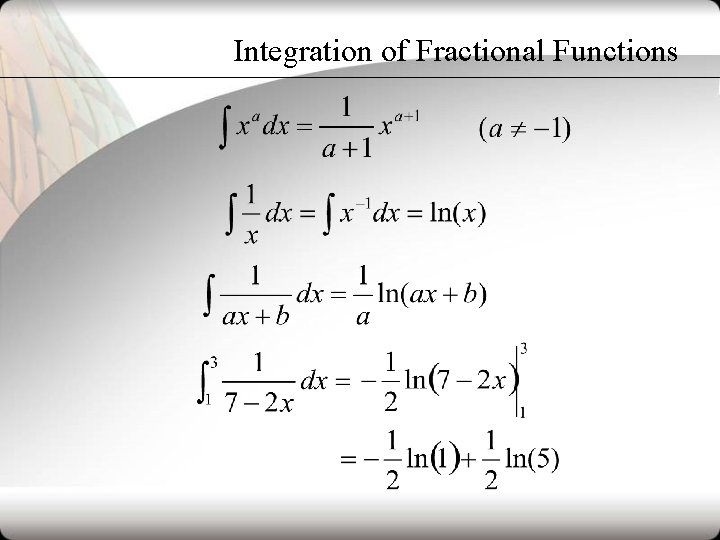 Integration of Fractional Functions 