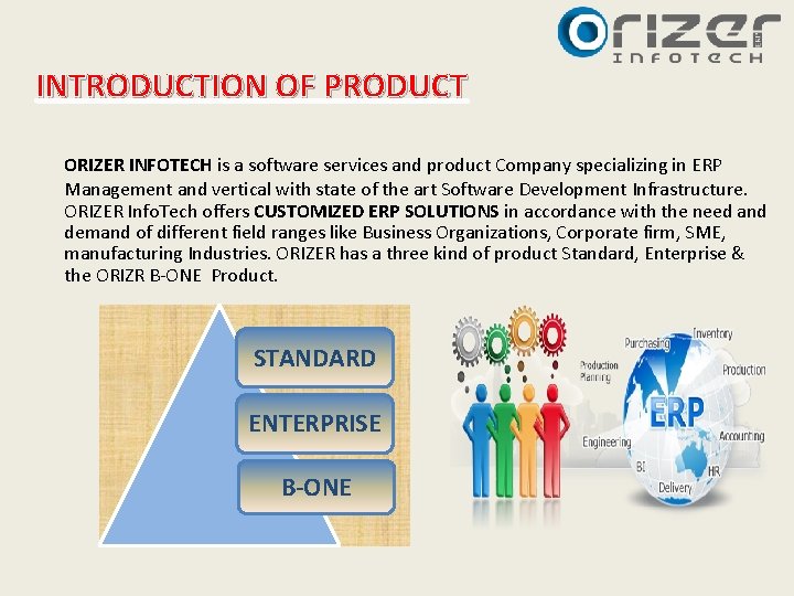 INTRODUCTION OF PRODUCT ORIZER INFOTECH is a software services and product Company specializing in INTRODUCTION OF PRODUCT ORIZER INFOTECH is a software services and product Company specializing in