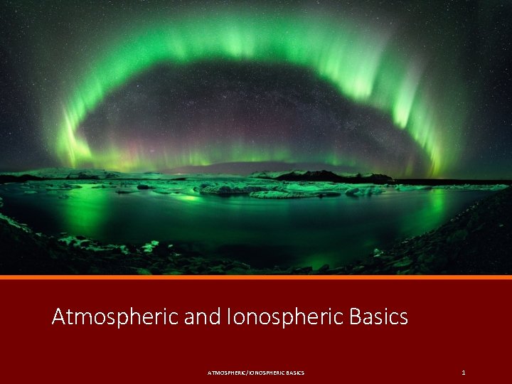 Atmospheric and Ionospheric Basics ATMOSPHERIC/IONOSPHERIC BASICS 1 