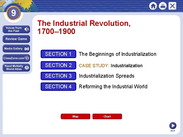 The Industrial Revolution, 1700– 1900 SECTION 1 The Beginnings of Industrialization SECTION 2 CASE