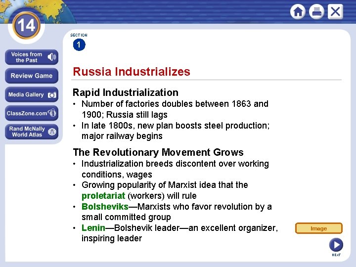 SECTION 1 Russia Industrializes Rapid Industrialization • Number of factories doubles between 1863 and