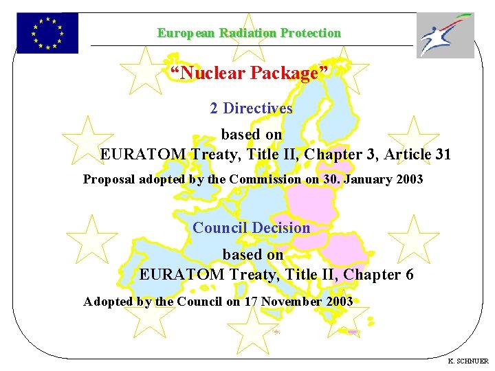 European Radiation Protection “Nuclear Package” 2 Directives based on EURATOM Treaty, Title II, Chapter
